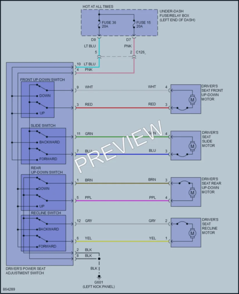 2024 Honda Ridgeline Power Seats wiring diagram preview