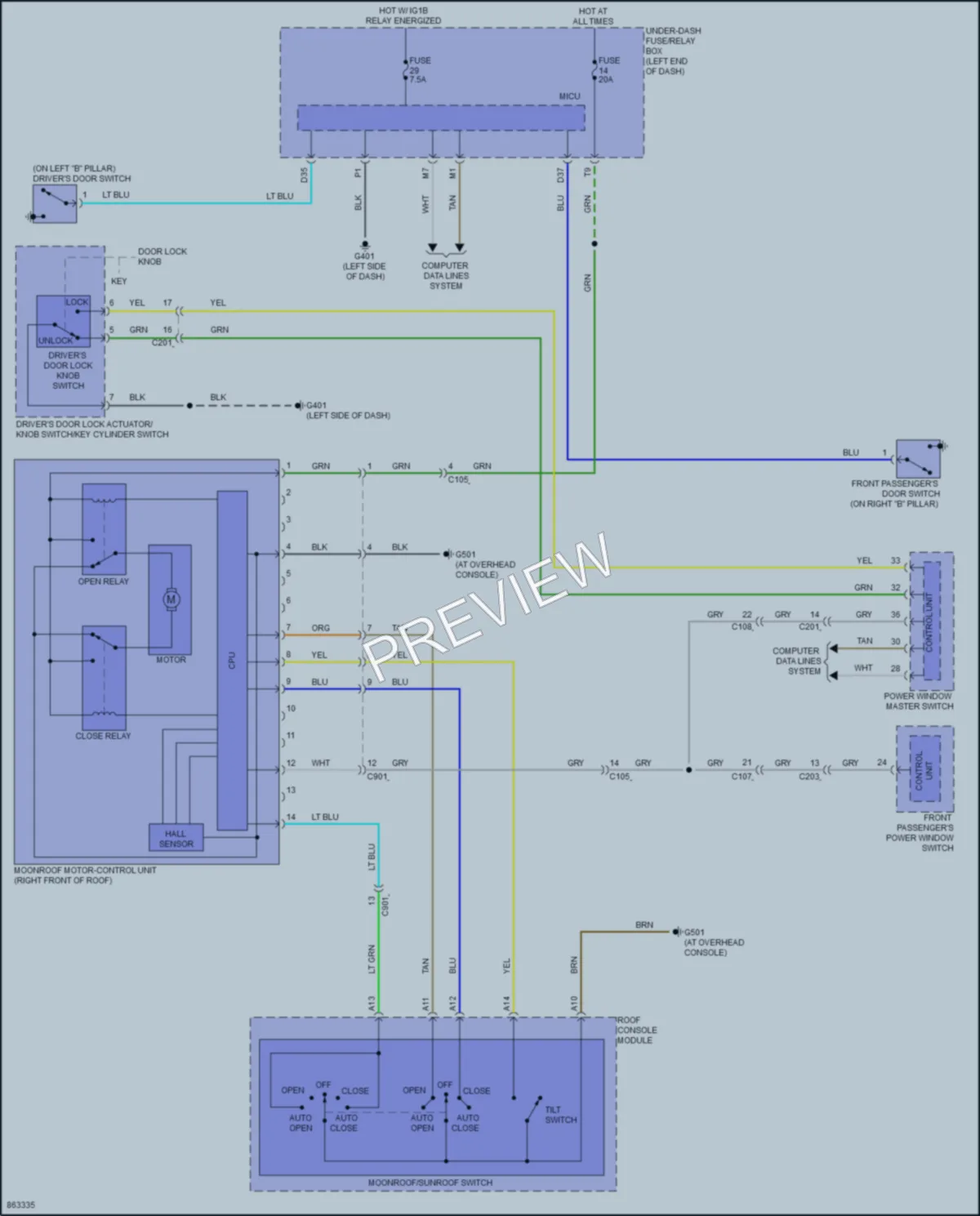 2024 Honda Ridgeline Power Top Sunroof wiring diagram preview