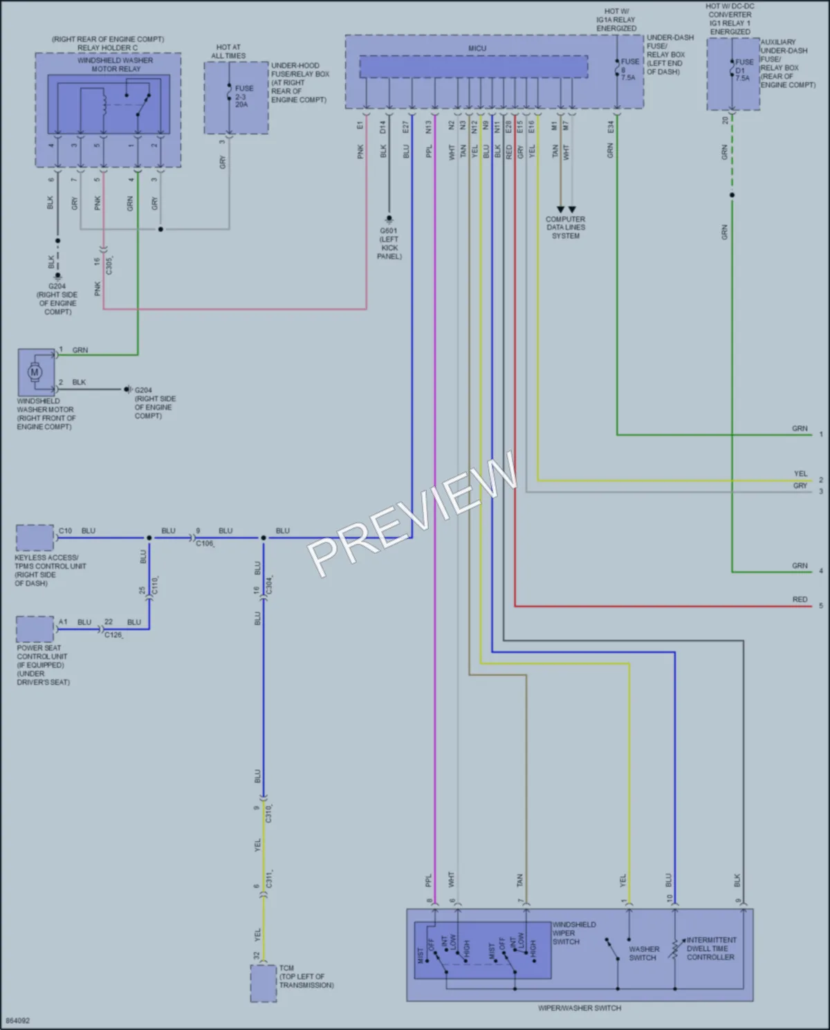 2024 Honda Ridgeline Wiper Washer wiring diagram preview