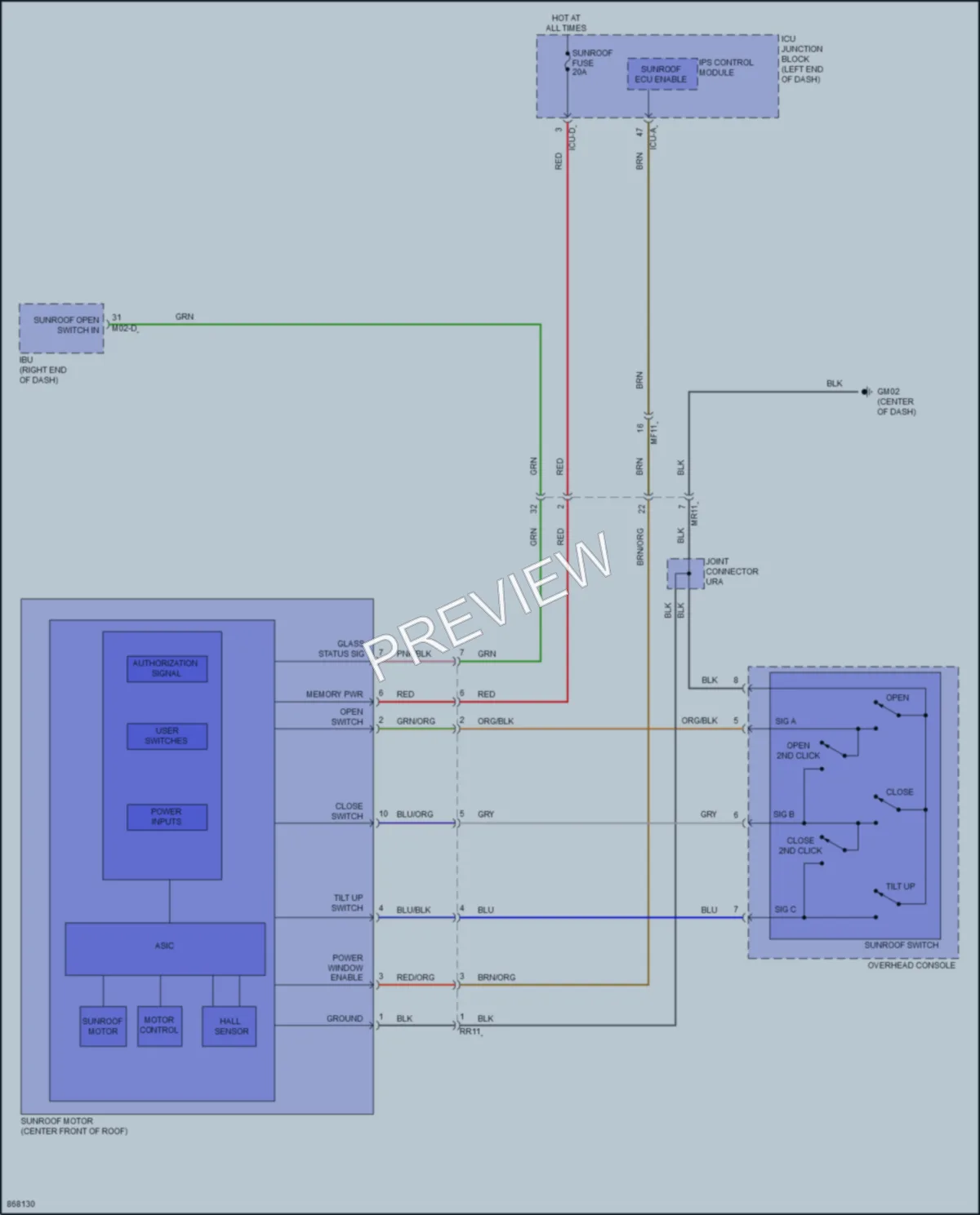 2024 Hyundai Elantra Power Top Sunroof wiring diagram preview