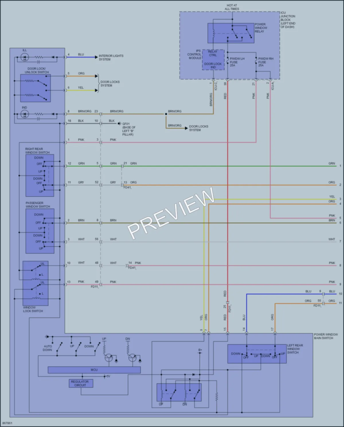 2024 Hyundai ElantraHybrid Power Windows wiring diagram preview