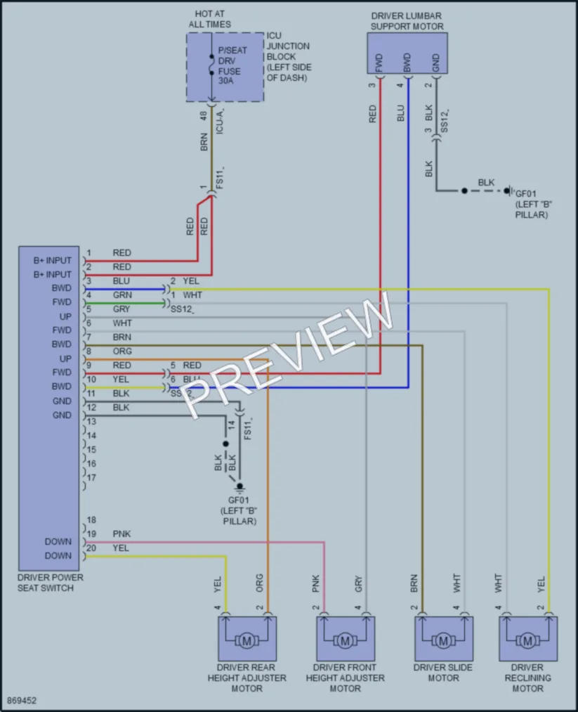 2024 Hyundai Ioniq5 Power Seats wiring diagram preview