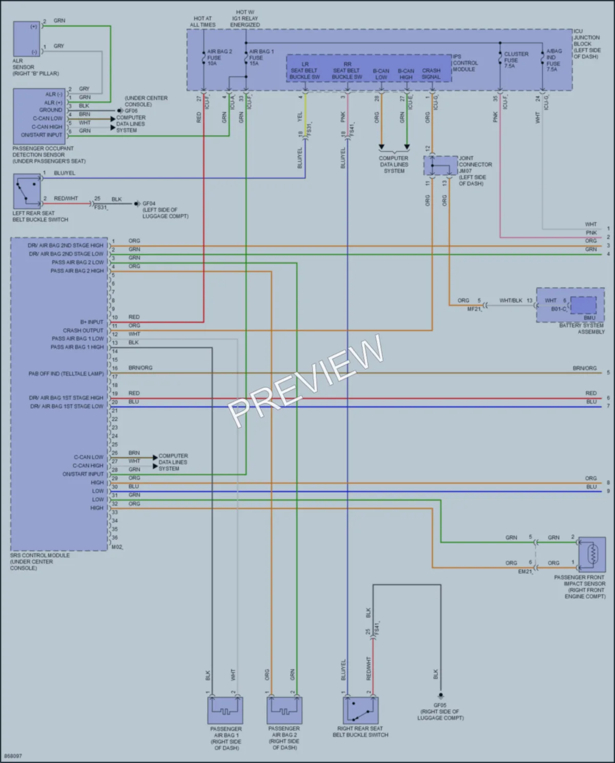 2024 Hyundai Ioniq5 Supplemental Restraints wiring diagram preview
