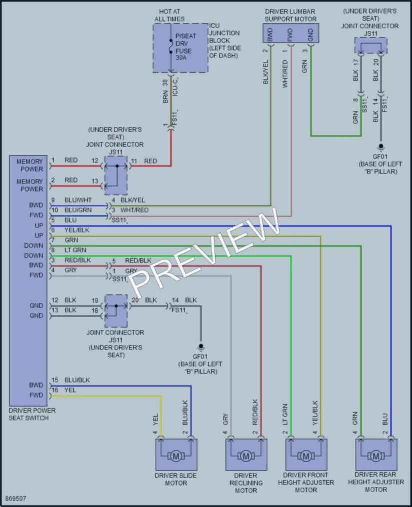 2024 Hyundai Ioniq6 Power Seats wiring diagram preview