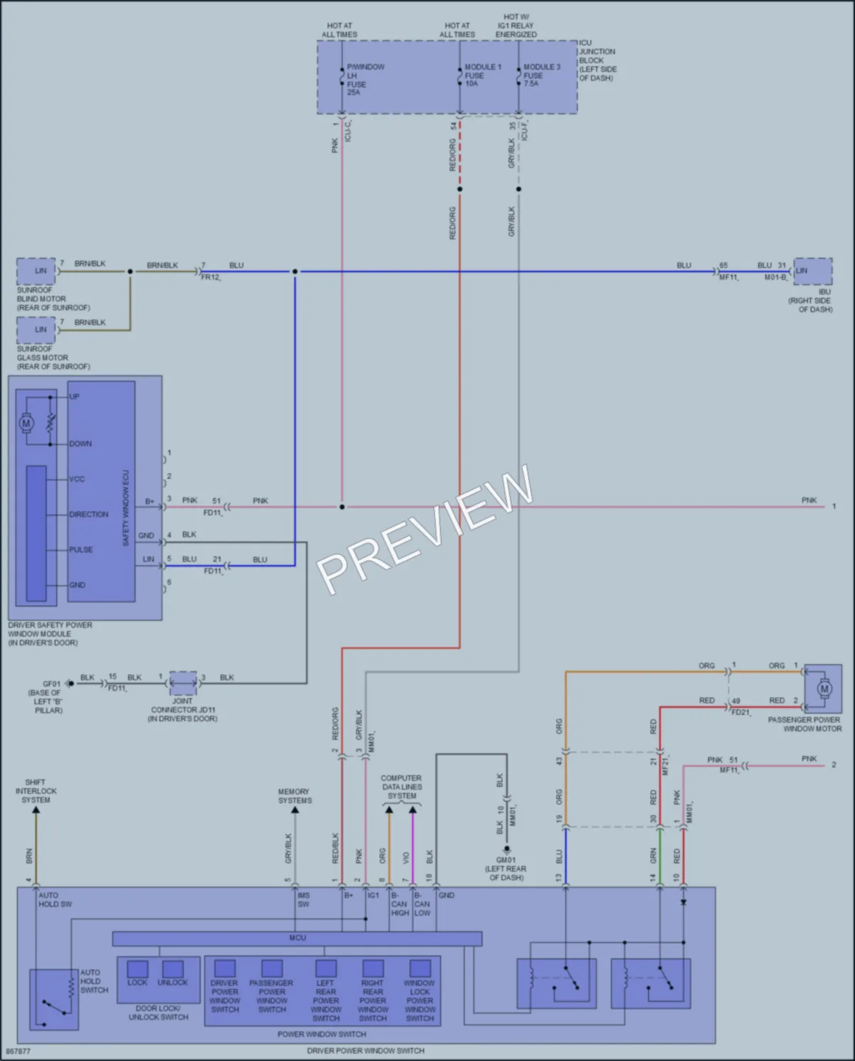 2024 Hyundai Ioniq6 Power Windows wiring diagram preview