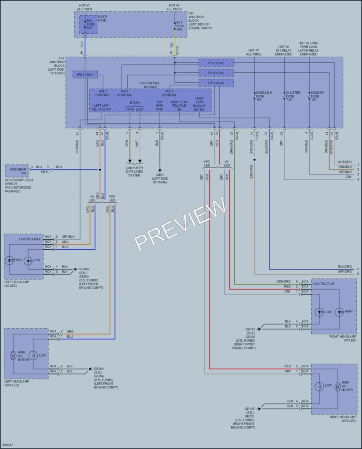 2024 Hyundai SantaCruz Headlights wiring diagram preview