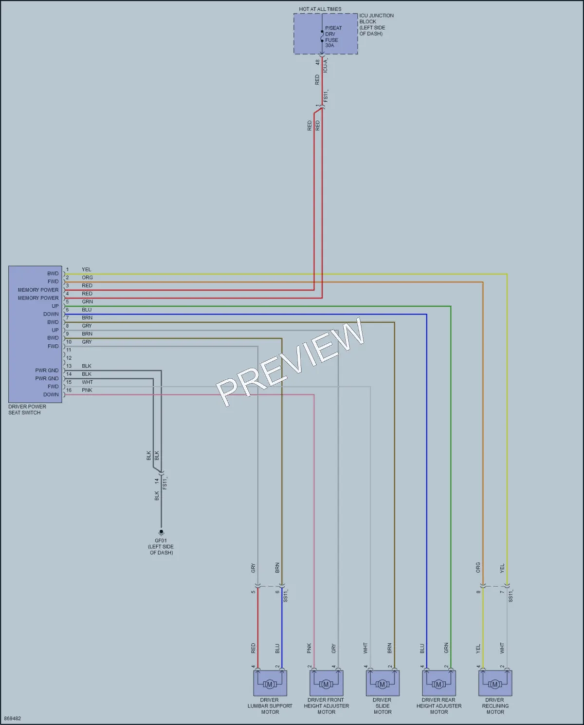 2024 Hyundai SantaCruz Power Seats wiring diagram preview