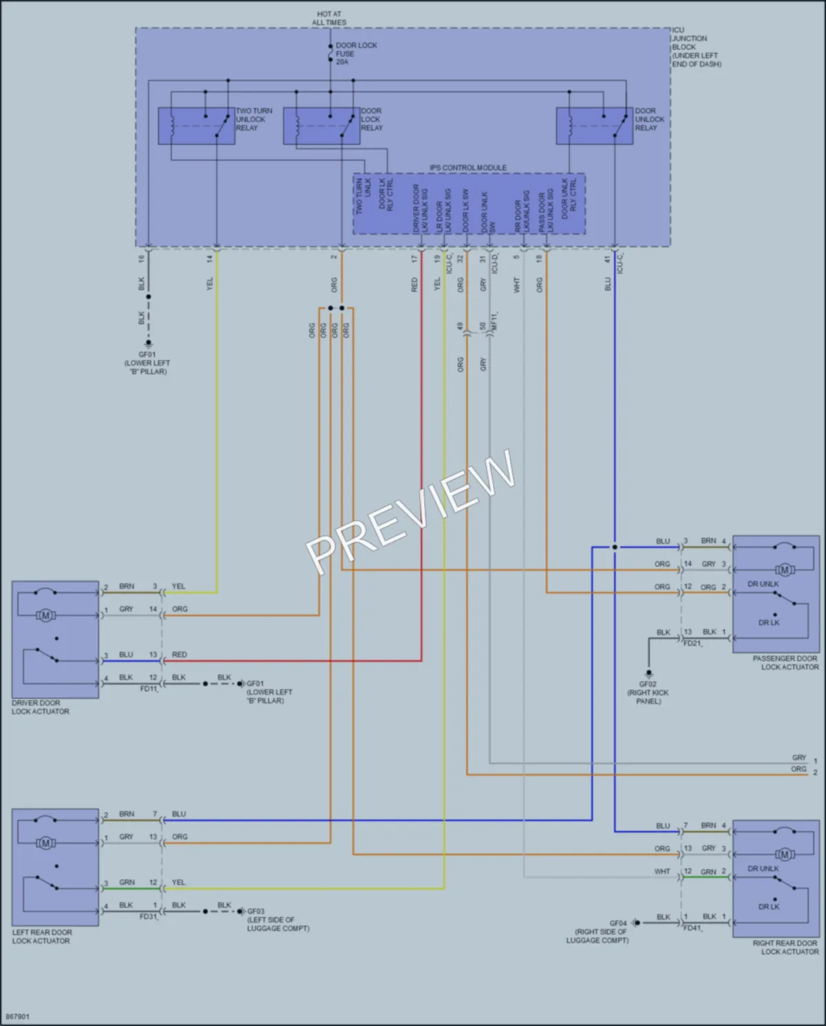 2024 Hyundai Venue Power Door Locks wiring diagram preview