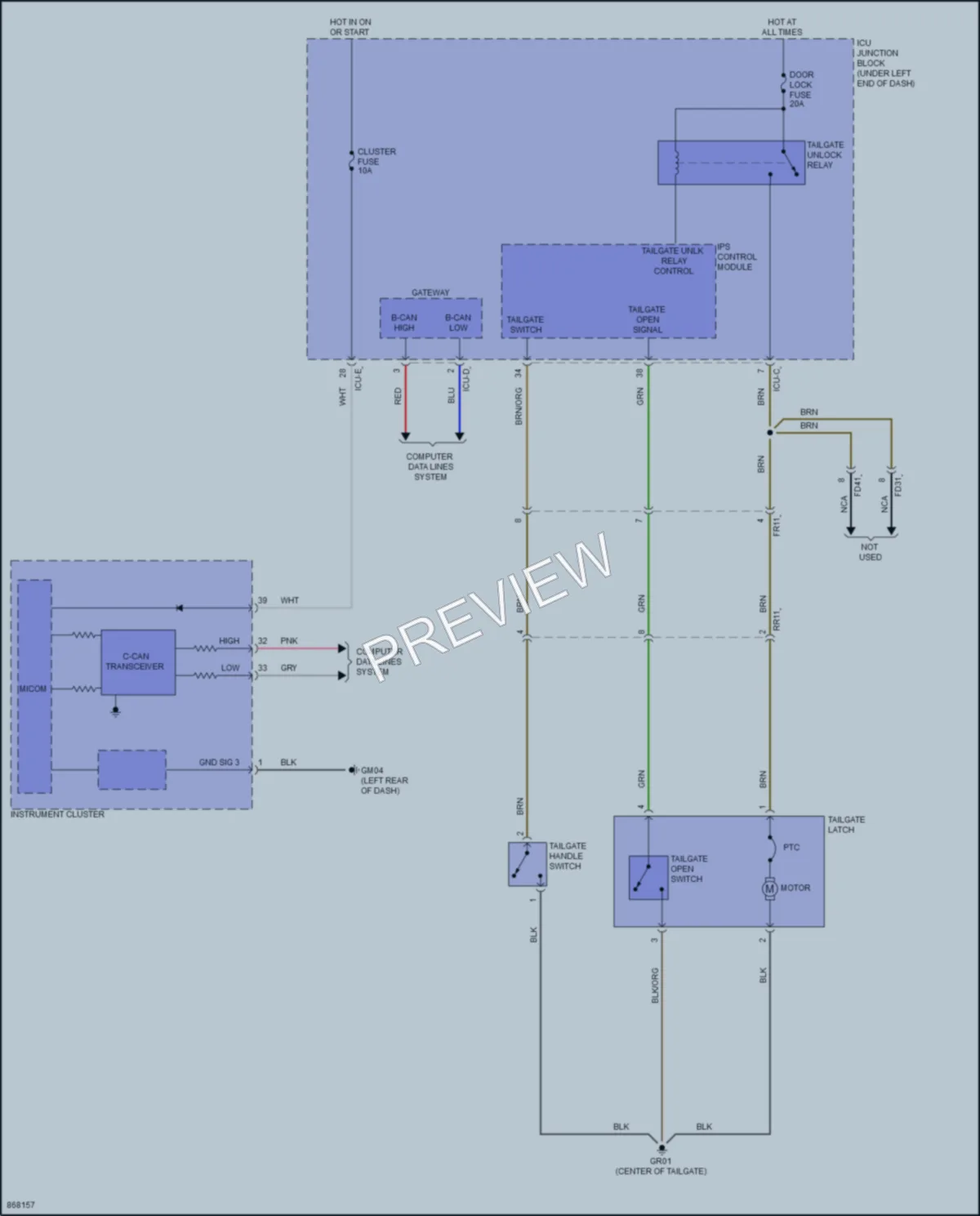 2024 Hyundai Venue Trunk Tailgate Fuel Door wiring diagram preview