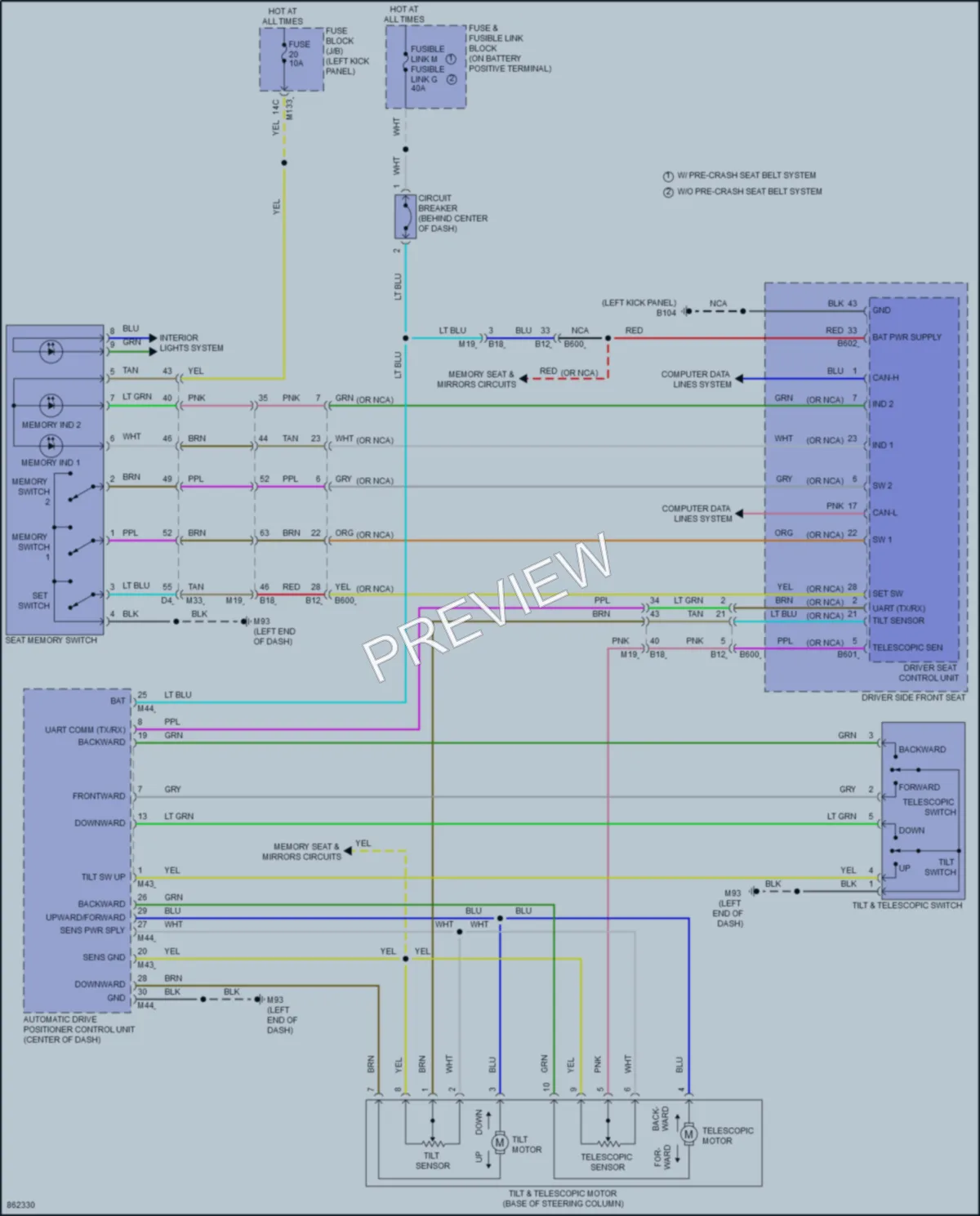 2024 Infiniti Q50 Memory Systems wiring diagram preview