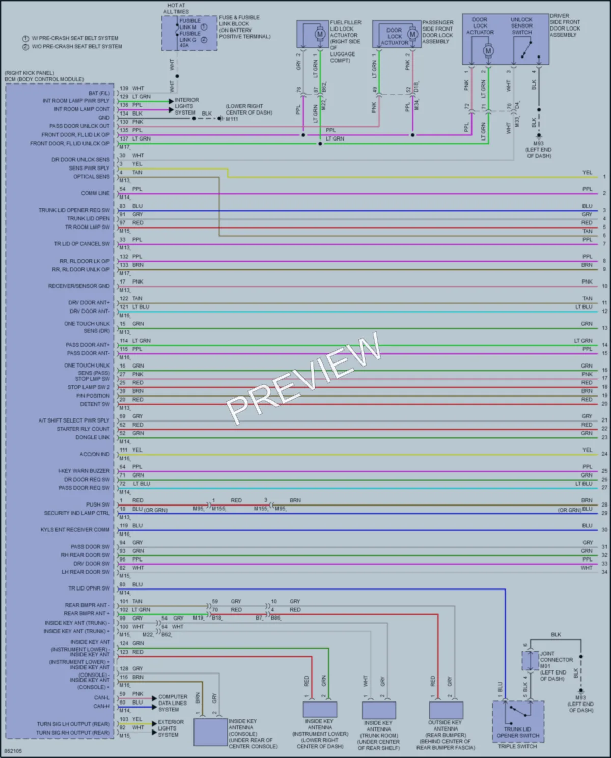 2024 Infiniti Q50 Power Door Locks wiring diagram preview