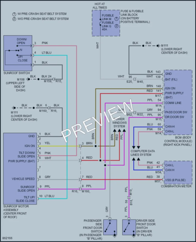 2024 Infiniti Q50 Power Top Sunroof wiring diagram preview