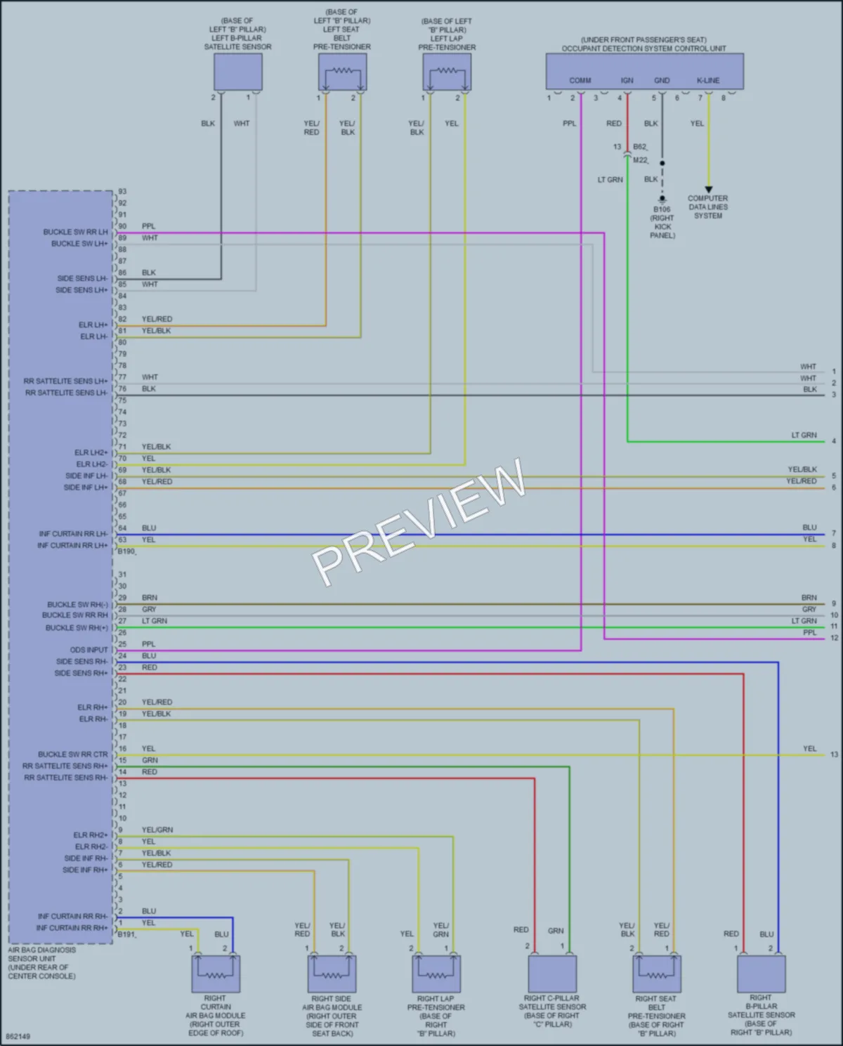 2024 Infiniti Q50 Supplemental Restraints wiring diagram preview