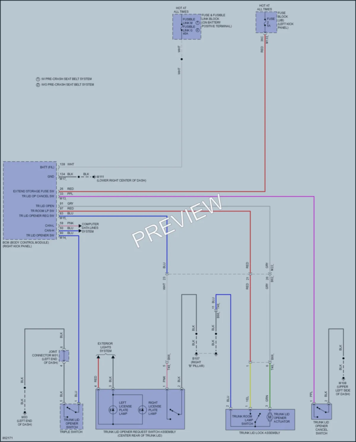 2024 Infiniti Q50 Trunk Tailgate Fuel Door wiring diagram preview