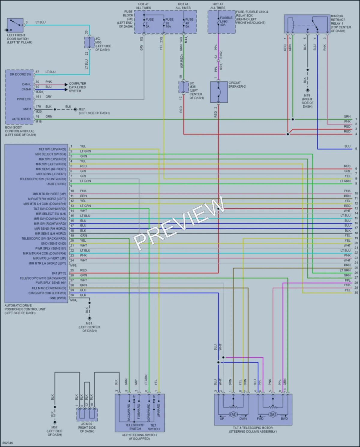 2024 Infiniti QX50 Memory Systems wiring diagram preview