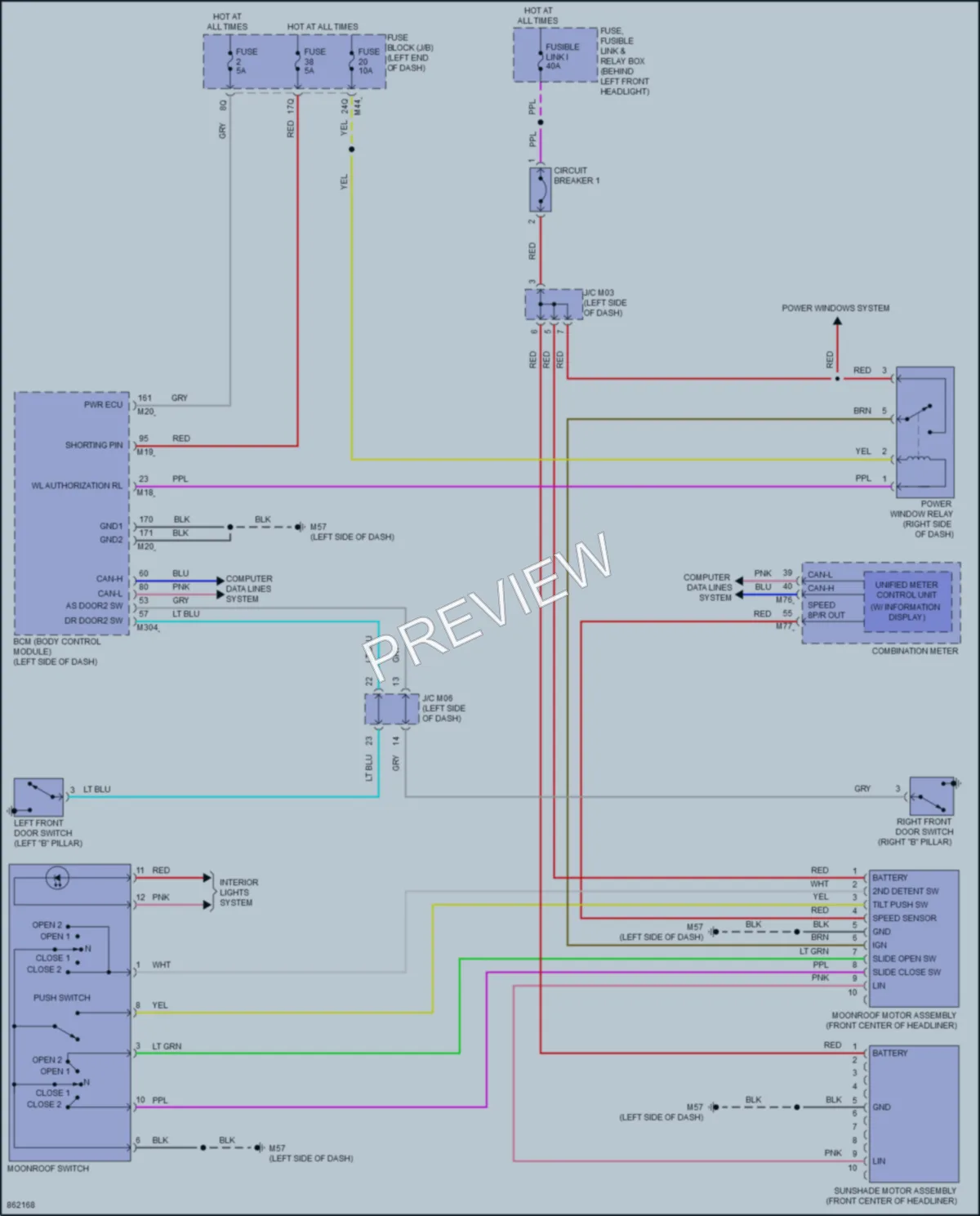 2024 Infiniti QX50 Power Top Sunroof wiring diagram preview
