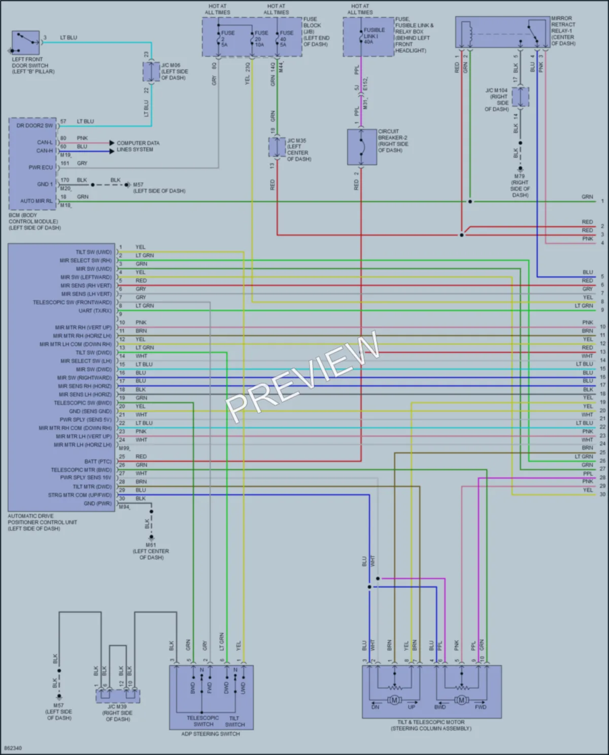 2024 Infiniti QX55 Memory Systems wiring diagram preview