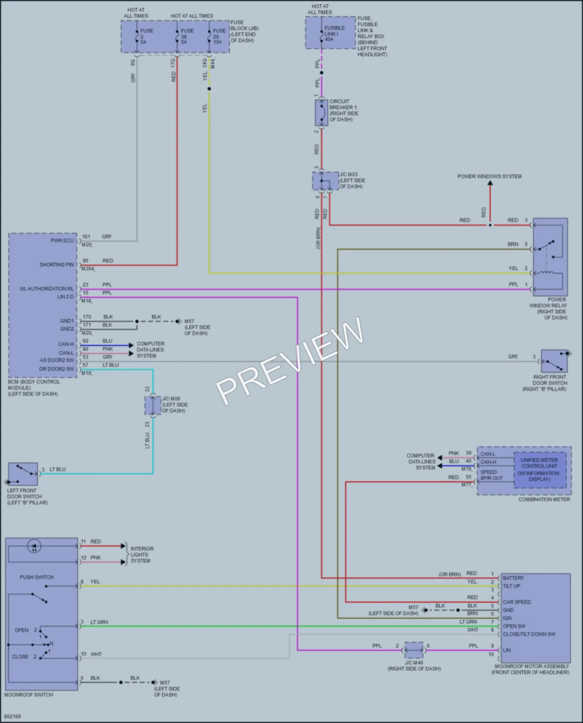 2024 Infiniti QX55 Power Top Sunroof wiring diagram preview