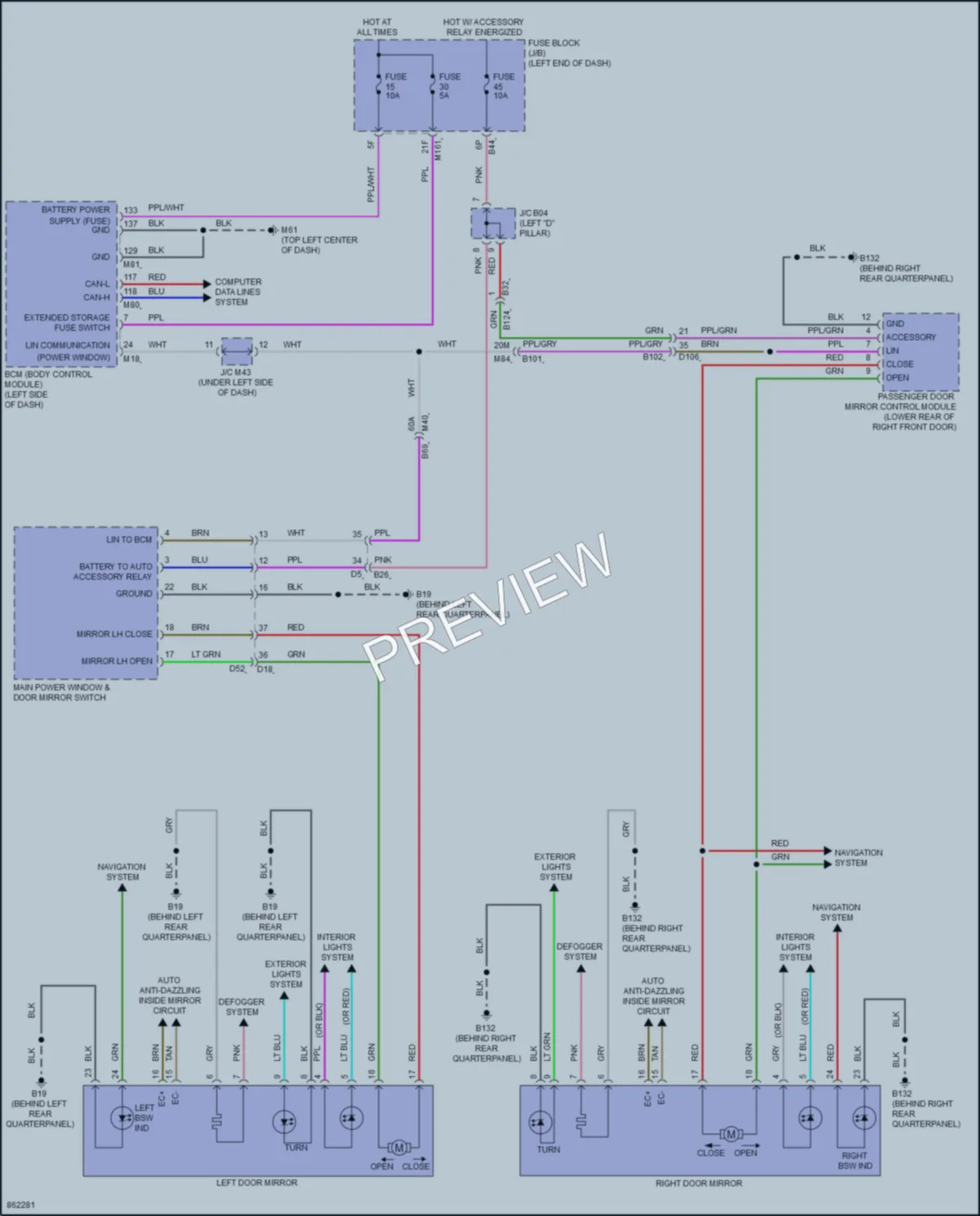 2024 Infiniti QX60 Power Mirrors wiring diagram preview