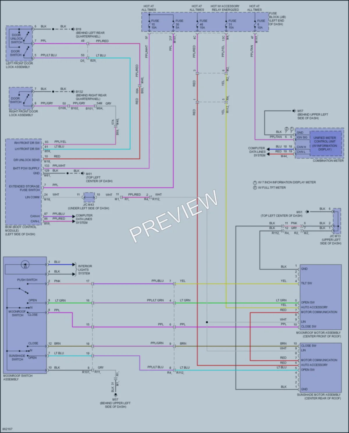 2024 Infiniti QX60 Power Top Sunroof wiring diagram preview