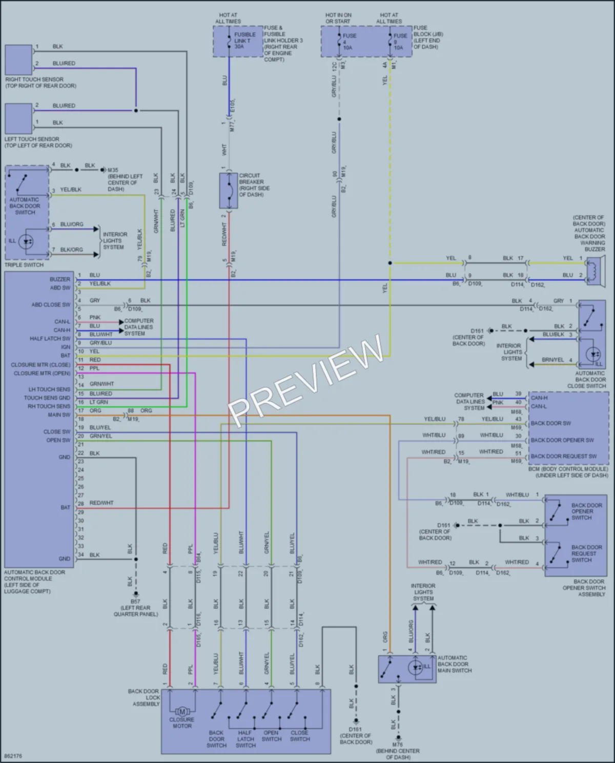 2024 Infiniti QX80 Trunk Tailgate Fuel Door wiring diagram preview