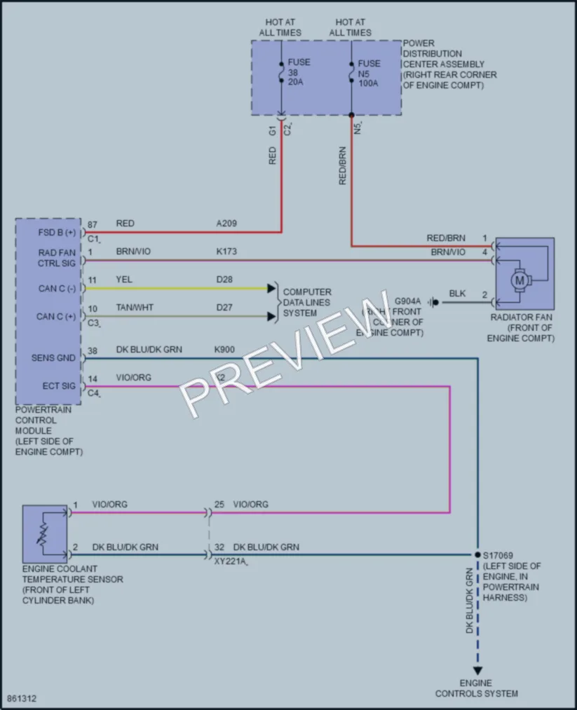 2024 Jeep Gladiator Cooling Fan wiring diagram preview