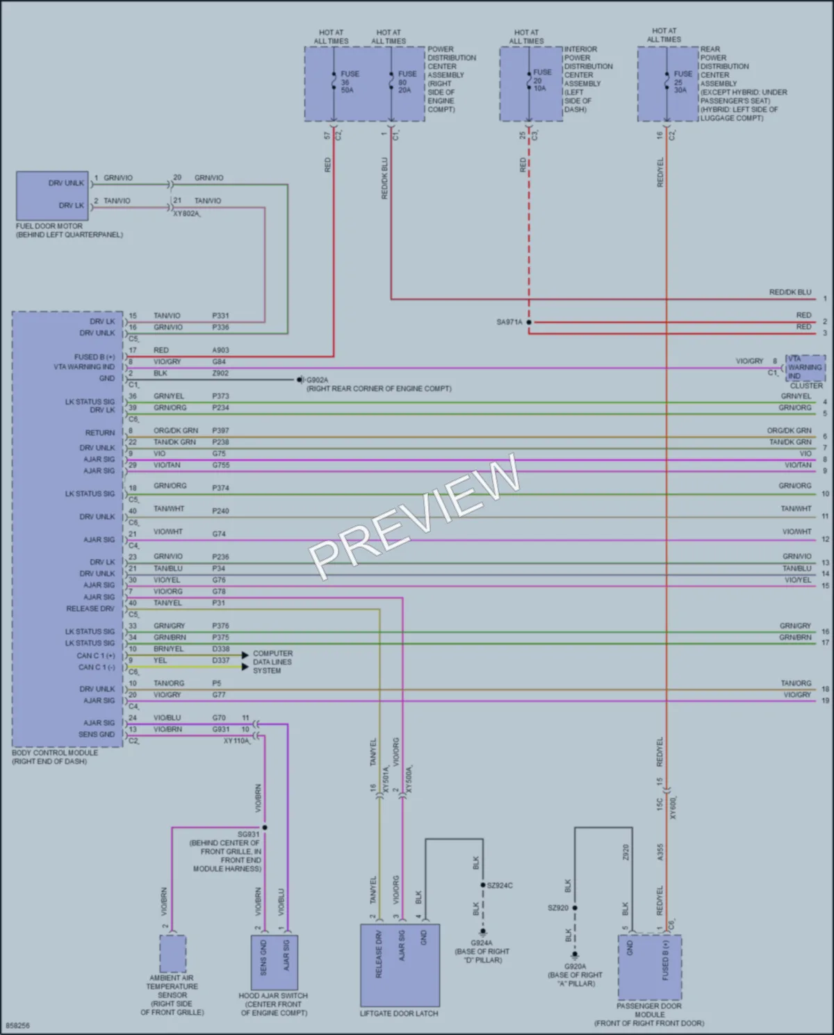 2024 Jeep GrandCherokee4XE Power Door Locks wiring diagram preview