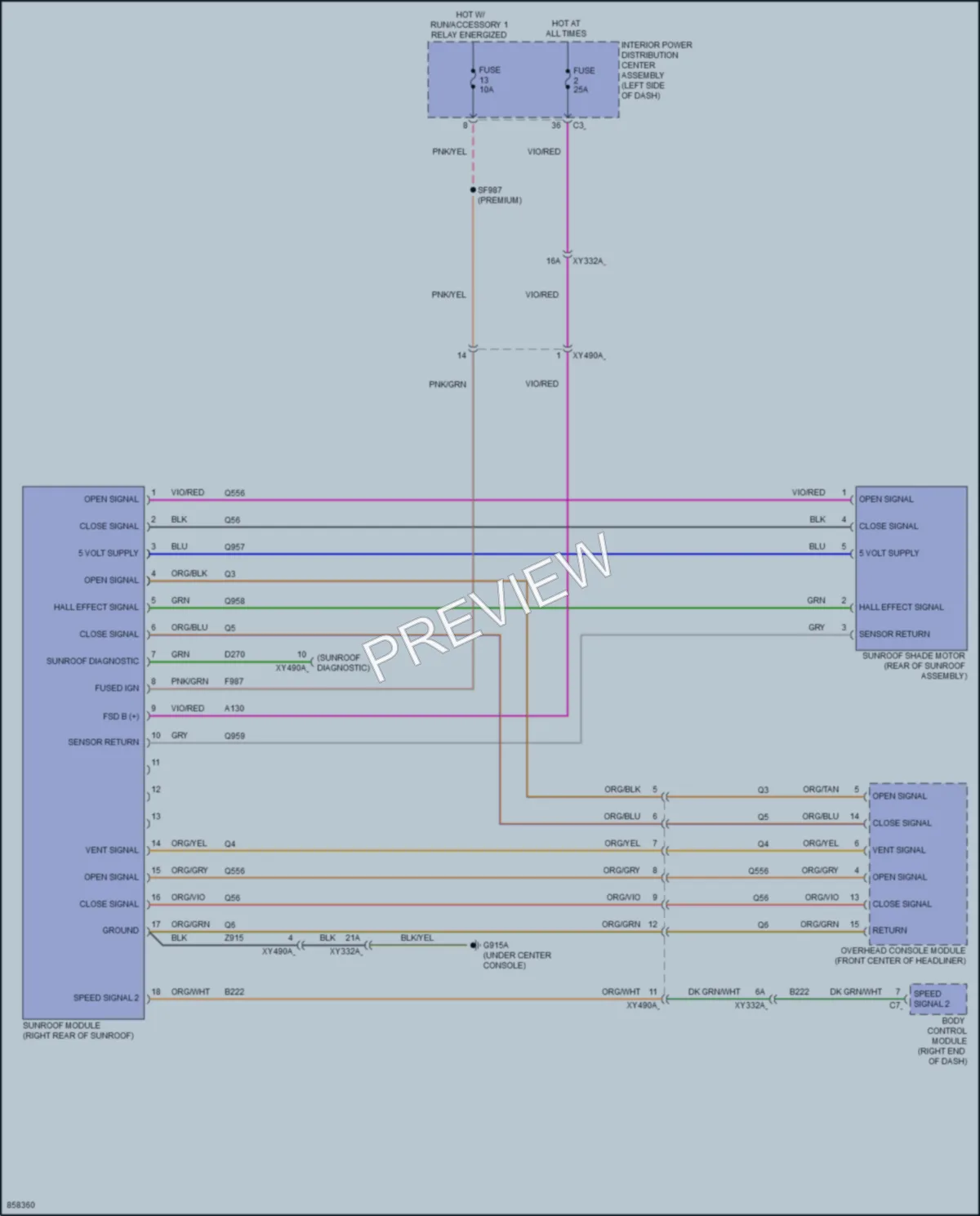 2024 Jeep GrandCherokee4XE Power Top Sunroof wiring diagram preview