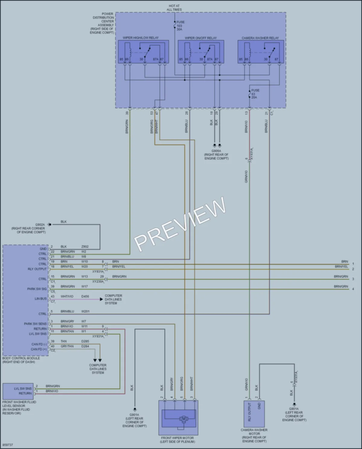 2024 Jeep GrandCherokee4XE Wiper Washer wiring diagram preview