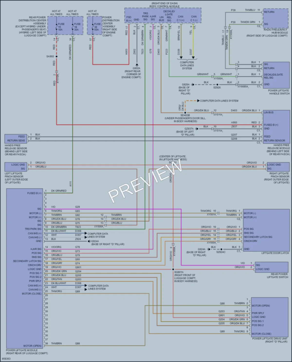 2024 Jeep GrandCherokeeL Trunk Tailgate Fuel Door wiring diagram preview