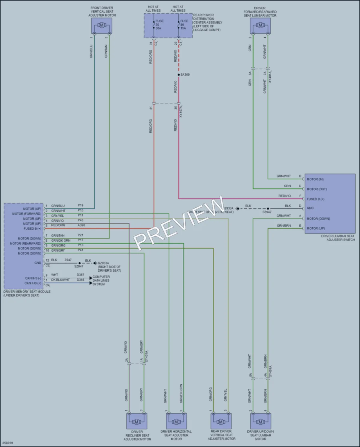 2024 Jeep GrandWagoneer Power Seats wiring diagram preview