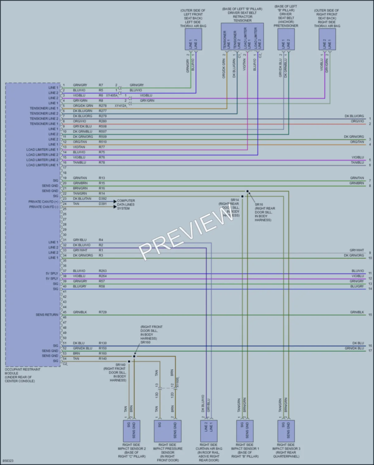 2024 Jeep GrandWagoneer Supplemental Restraints wiring diagram preview