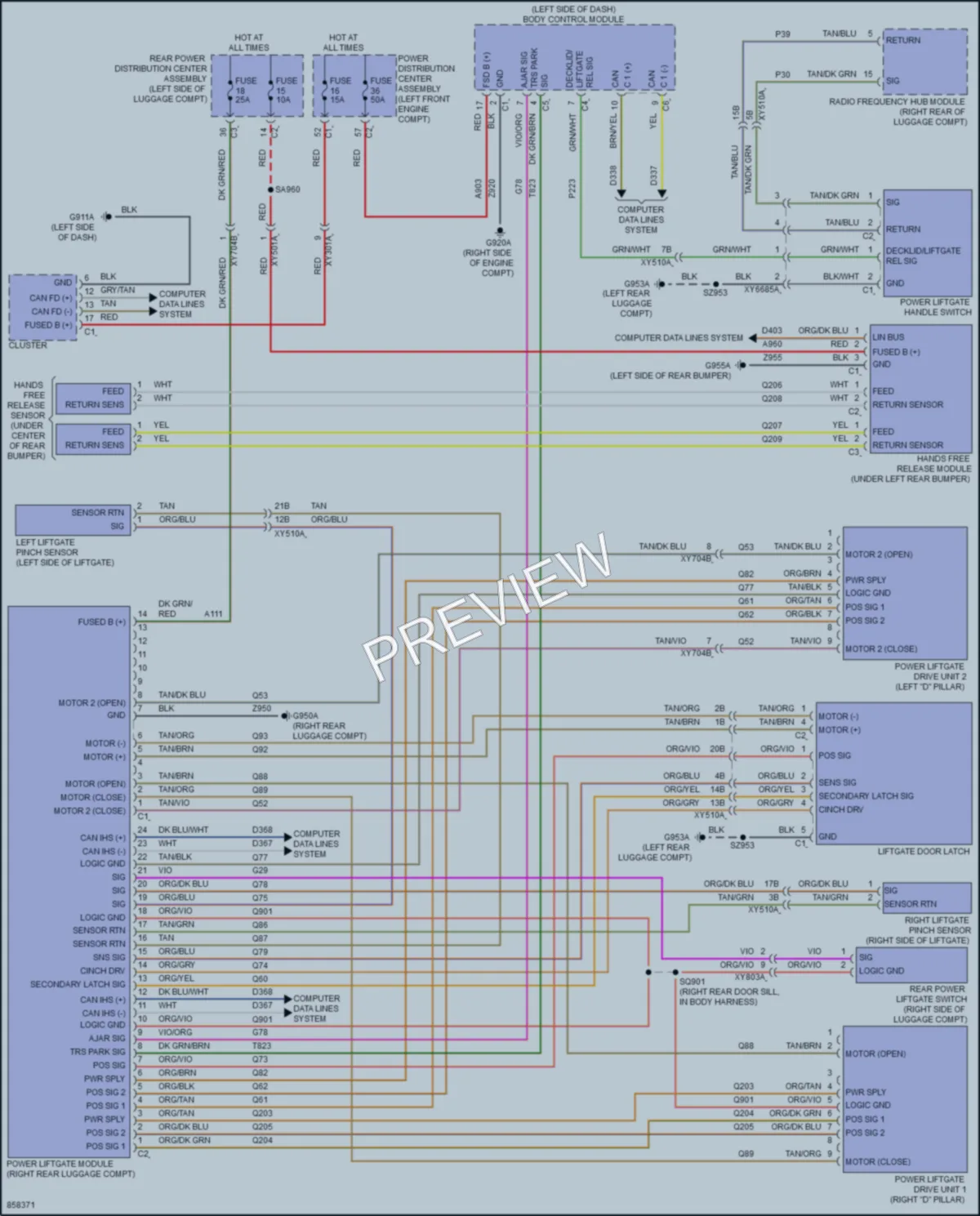 2024 Jeep GrandWagoneerL Trunk Tailgate Fuel Door wiring diagram preview