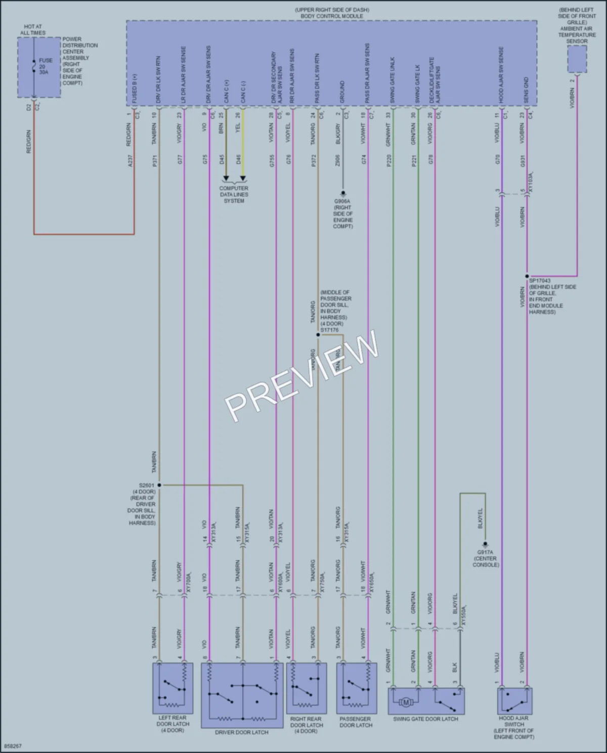 2024 Jeep WranglerUnlimited4XE Power Door Locks wiring diagram preview