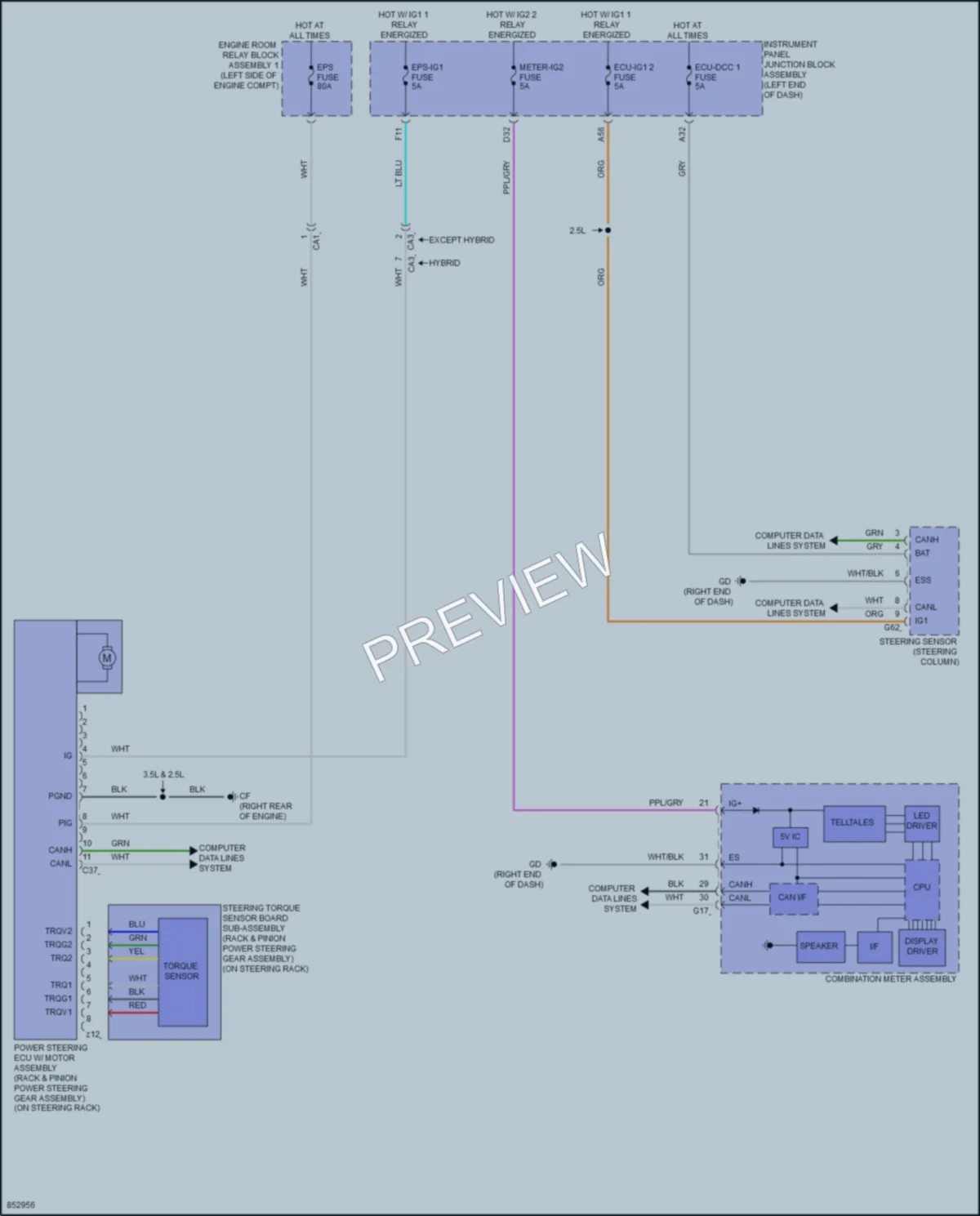 2024 Lexus ES250 Electronic Power Steering wiring diagram preview