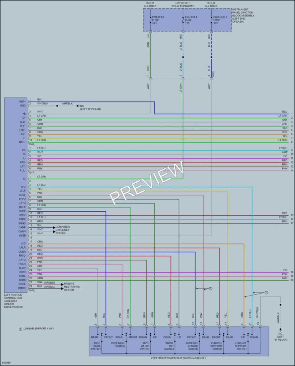 2024 Lexus ES250 Memory Systems wiring diagram preview