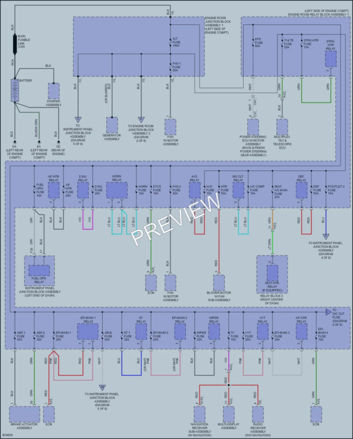 2024 Lexus ES250 Power Distribution wiring diagram preview