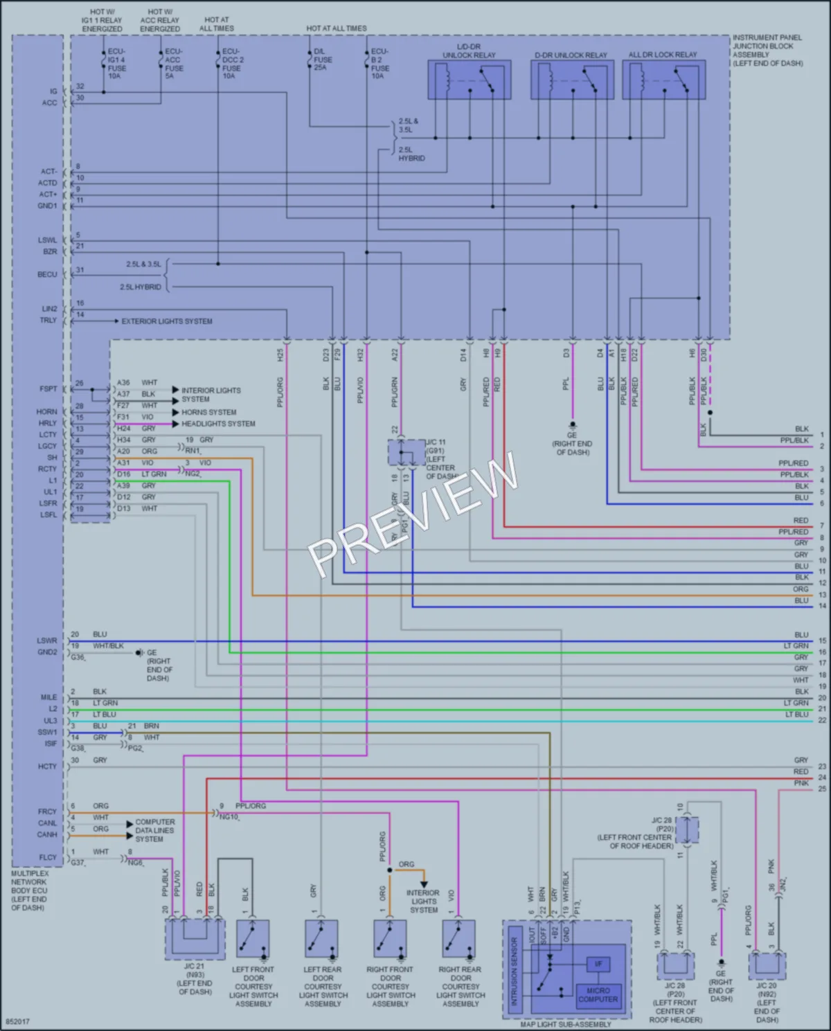 2024 Lexus ES250 Power Door Locks wiring diagram preview