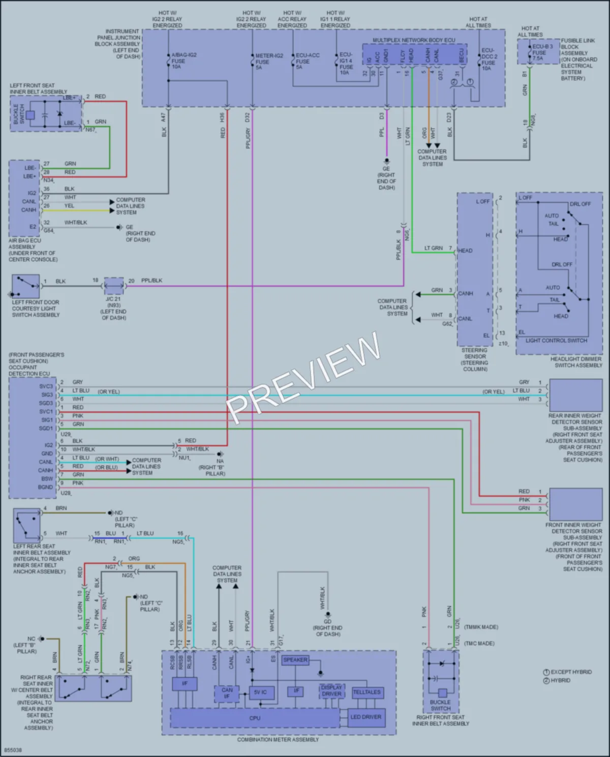 2024 Lexus ES250 Warning Systems wiring diagram preview