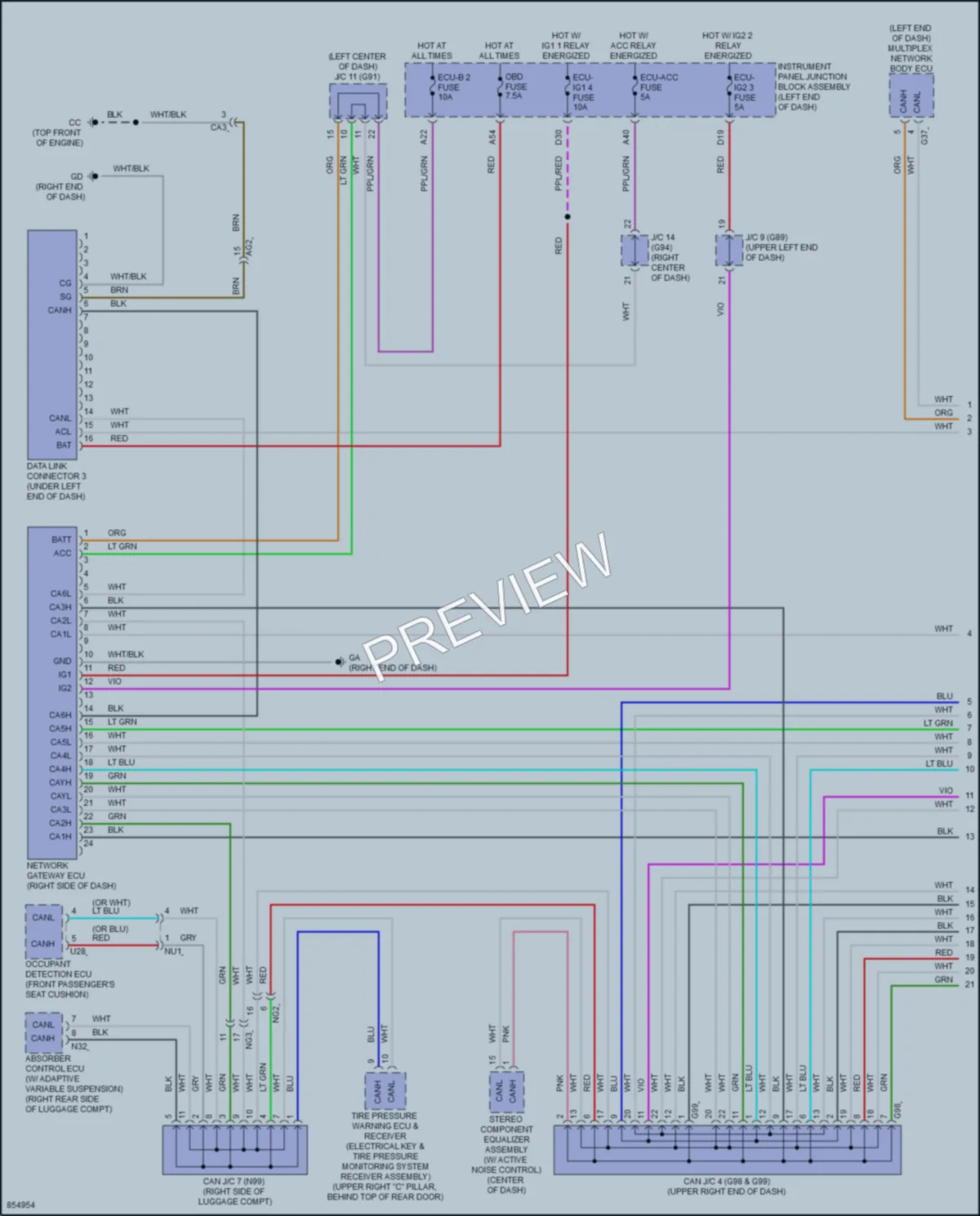 2024 Lexus ES300h Computer Data Lines wiring diagram preview