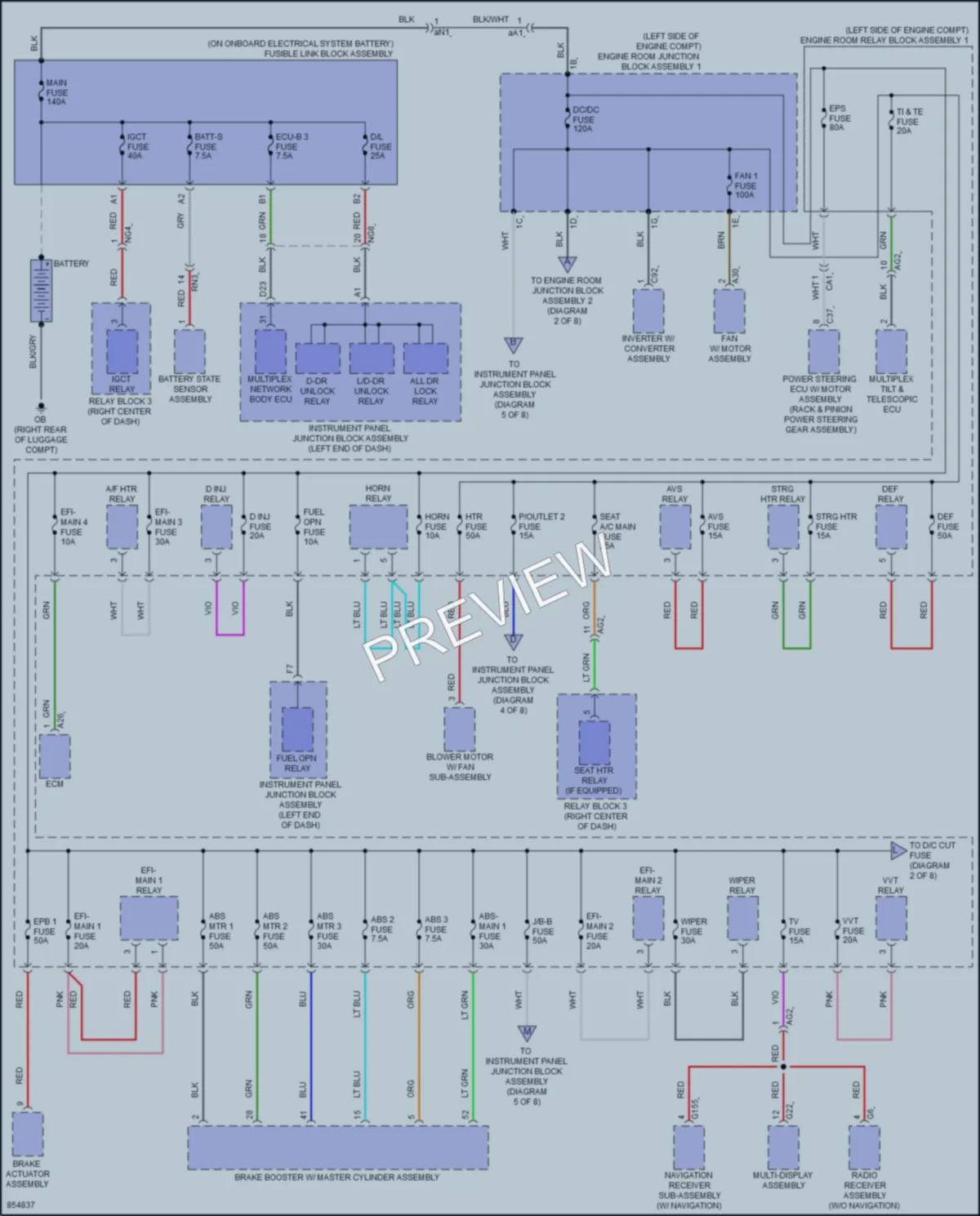 2024 Lexus ES300h Power Distribution wiring diagram preview
