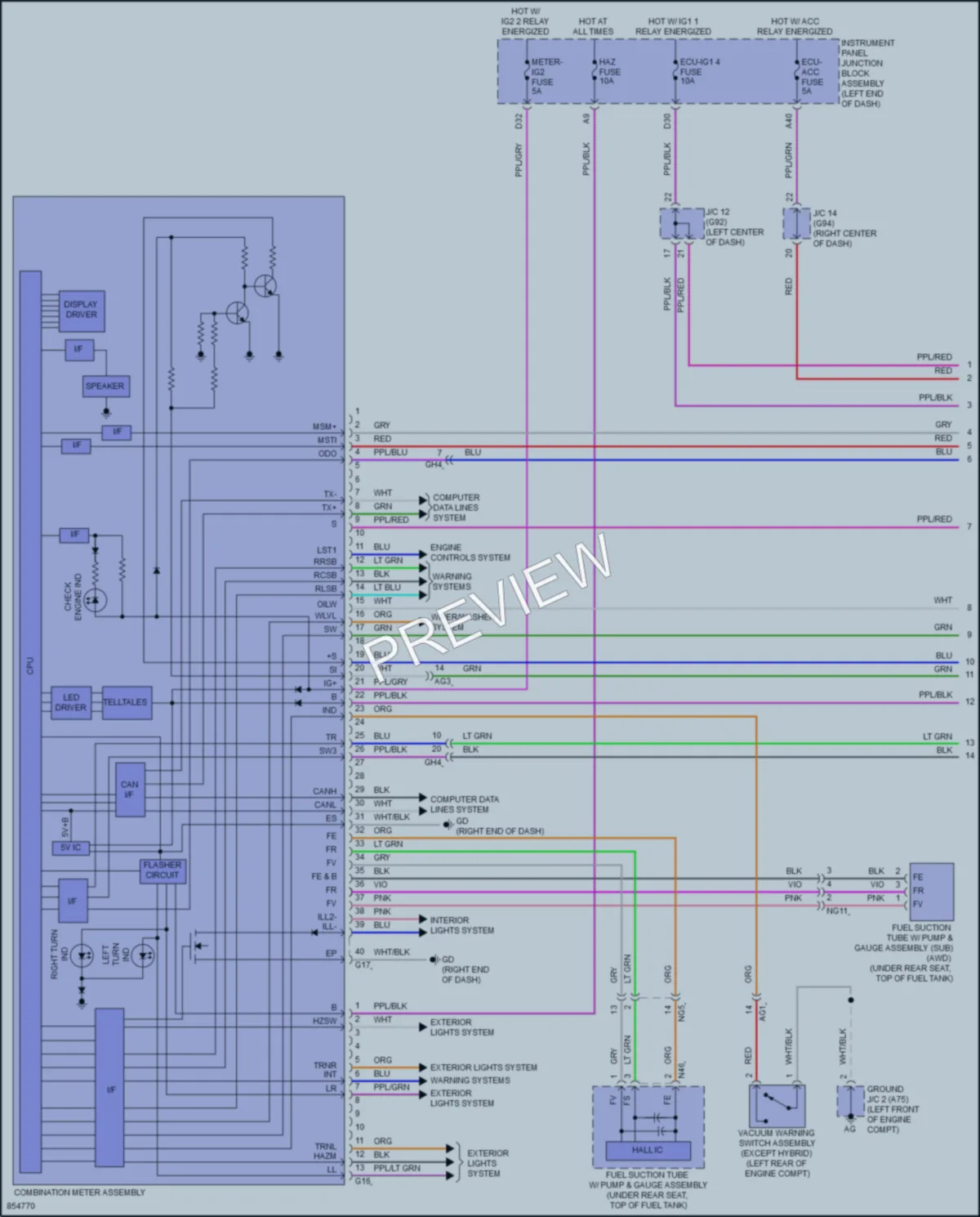 2024 Lexus ES350 Instrument Cluster wiring diagram preview