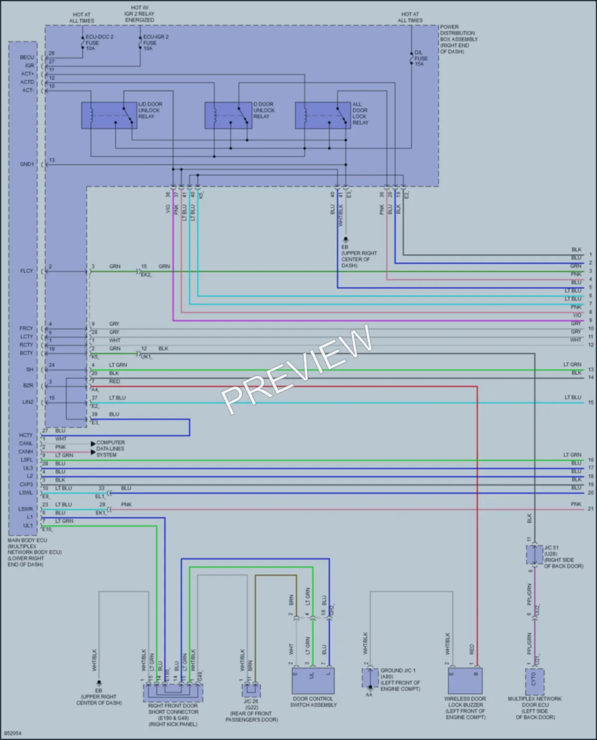 2024 Lexus GX550 Power Door Locks wiring diagram preview