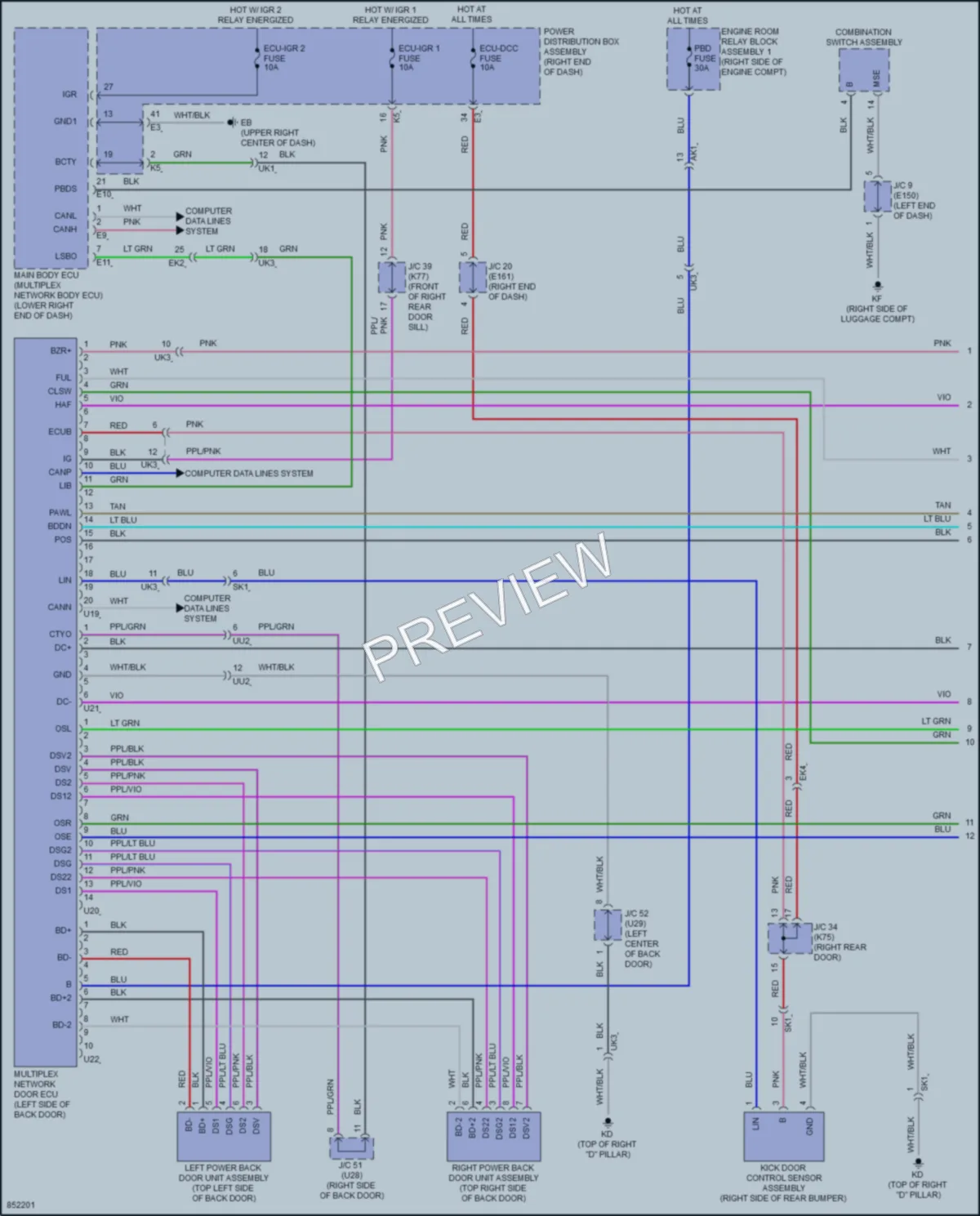 2024 Lexus GX550 Trunk Tailgate Fuel Door wiring diagram preview