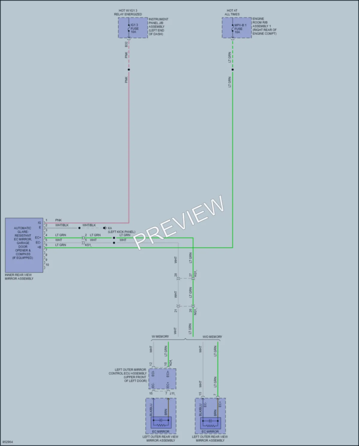 2024 Lexus IS350 Power Mirrors wiring diagram preview