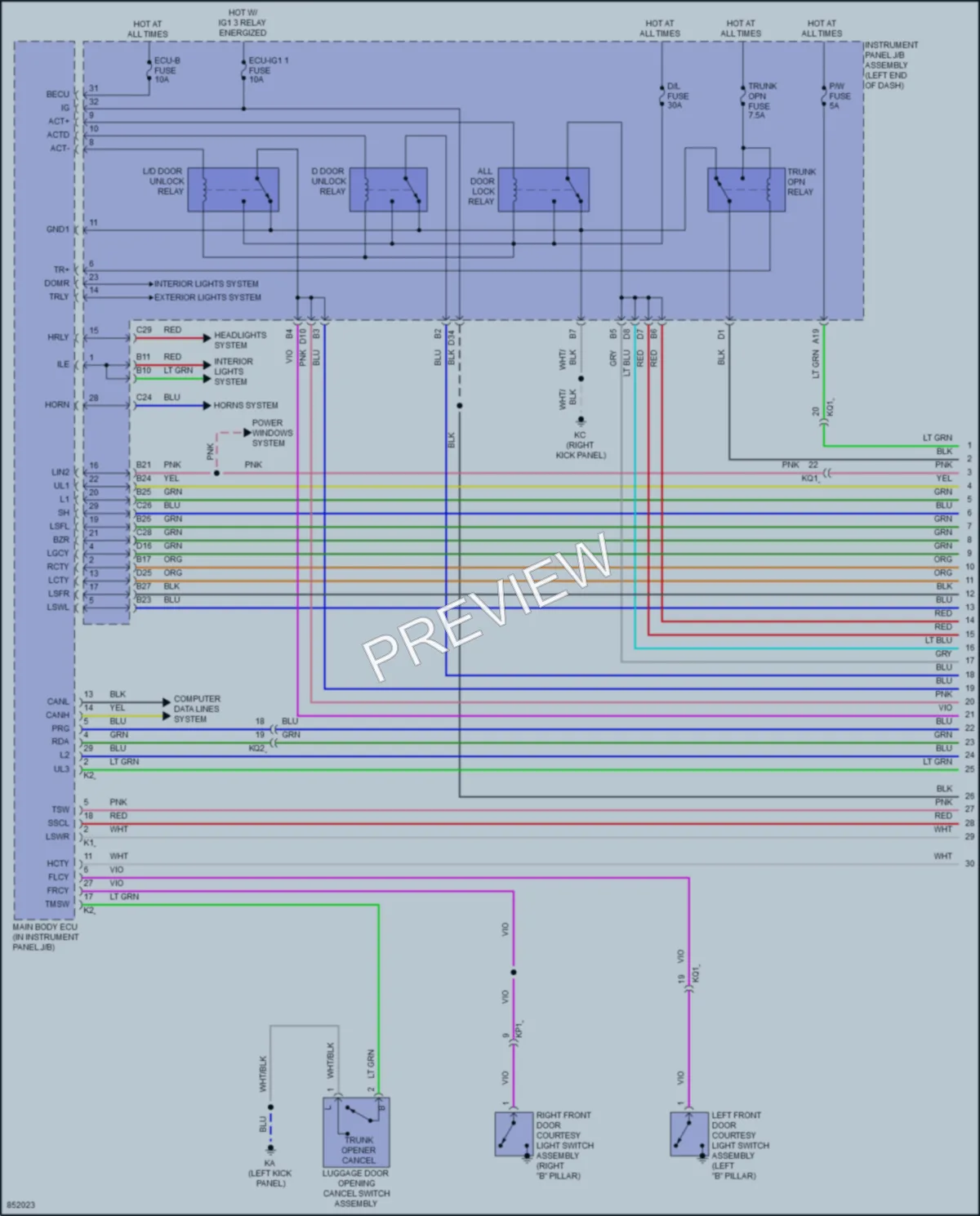 2024 Lexus IS500 Power Door Locks wiring diagram preview