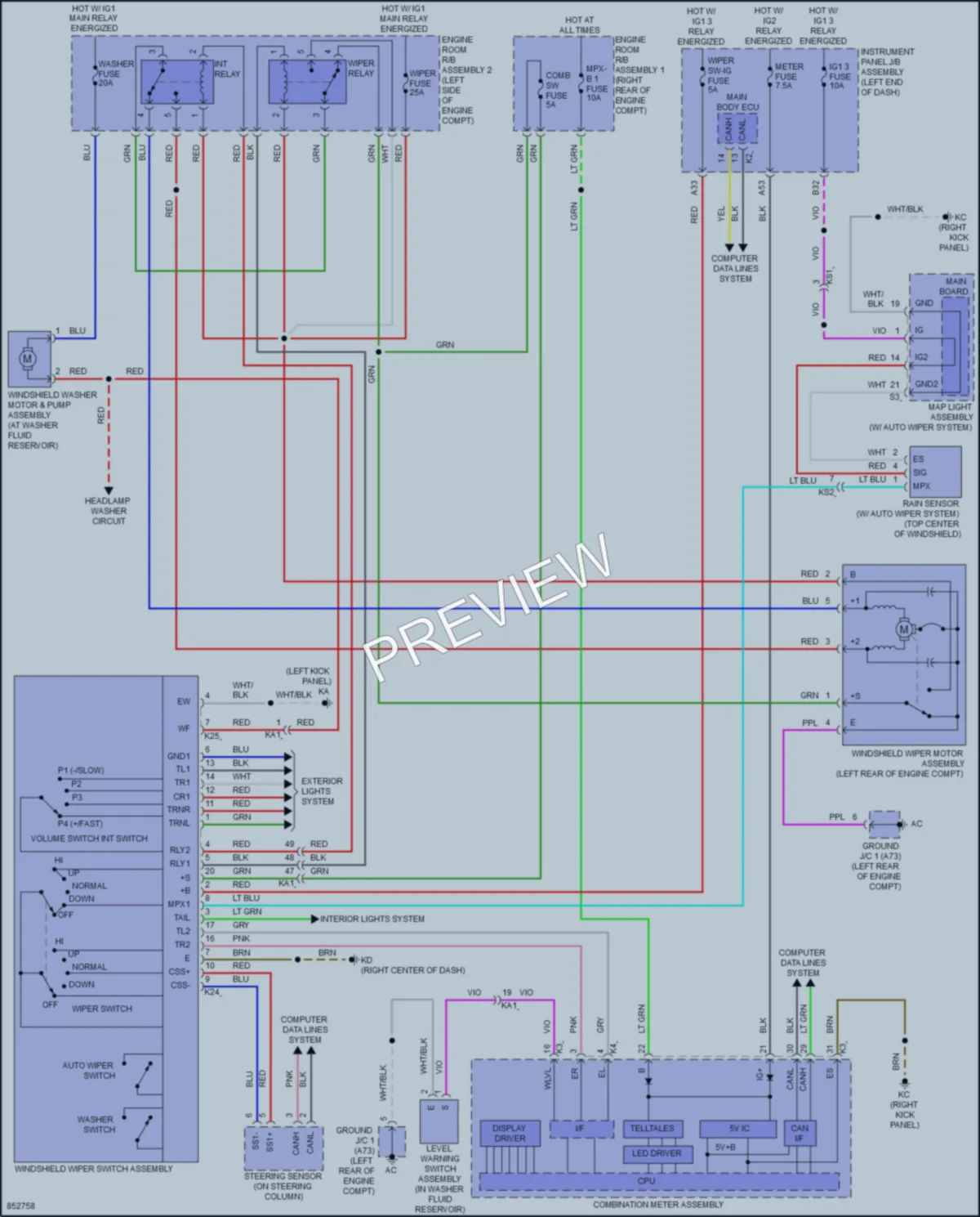 2024 Lexus IS500 Wiper Washer wiring diagram preview