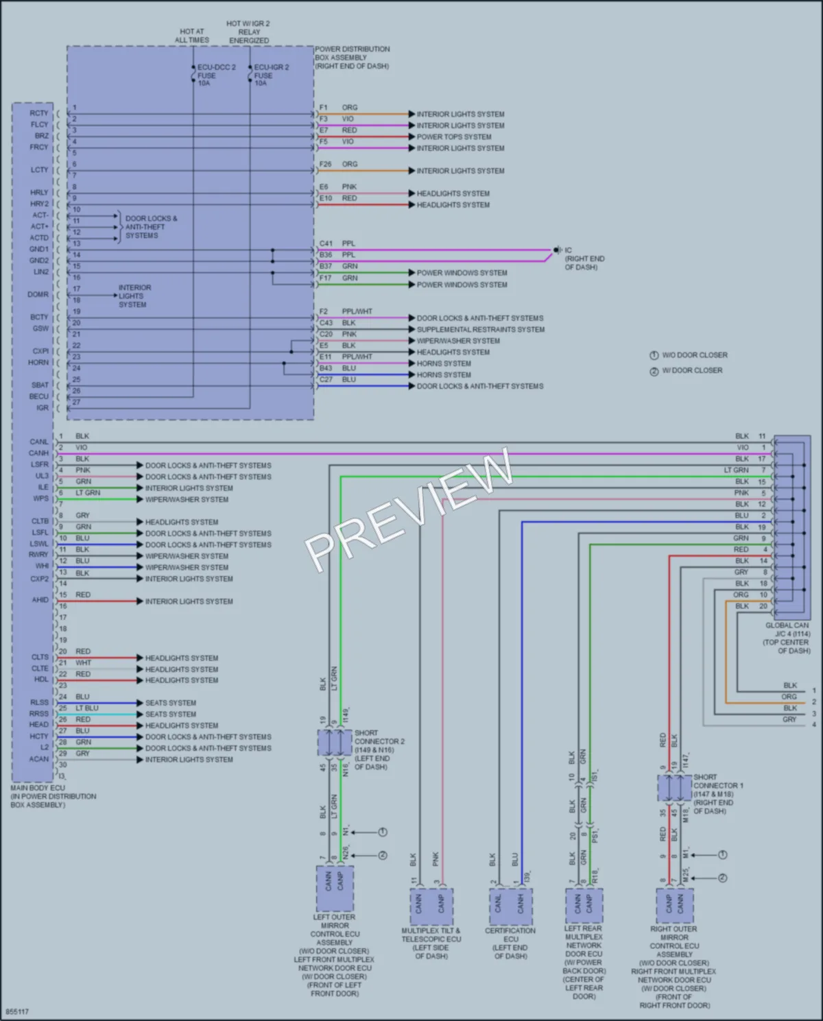 2024 Lexus LX600 Body Control Modules wiring diagram preview
