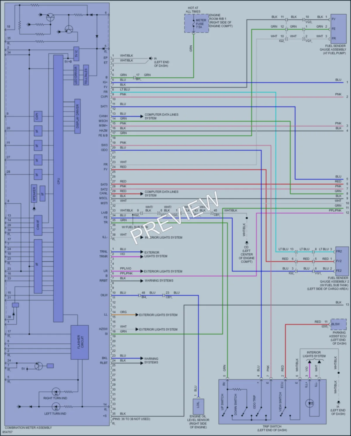 2024 Lexus LX600 Instrument Cluster wiring diagram preview