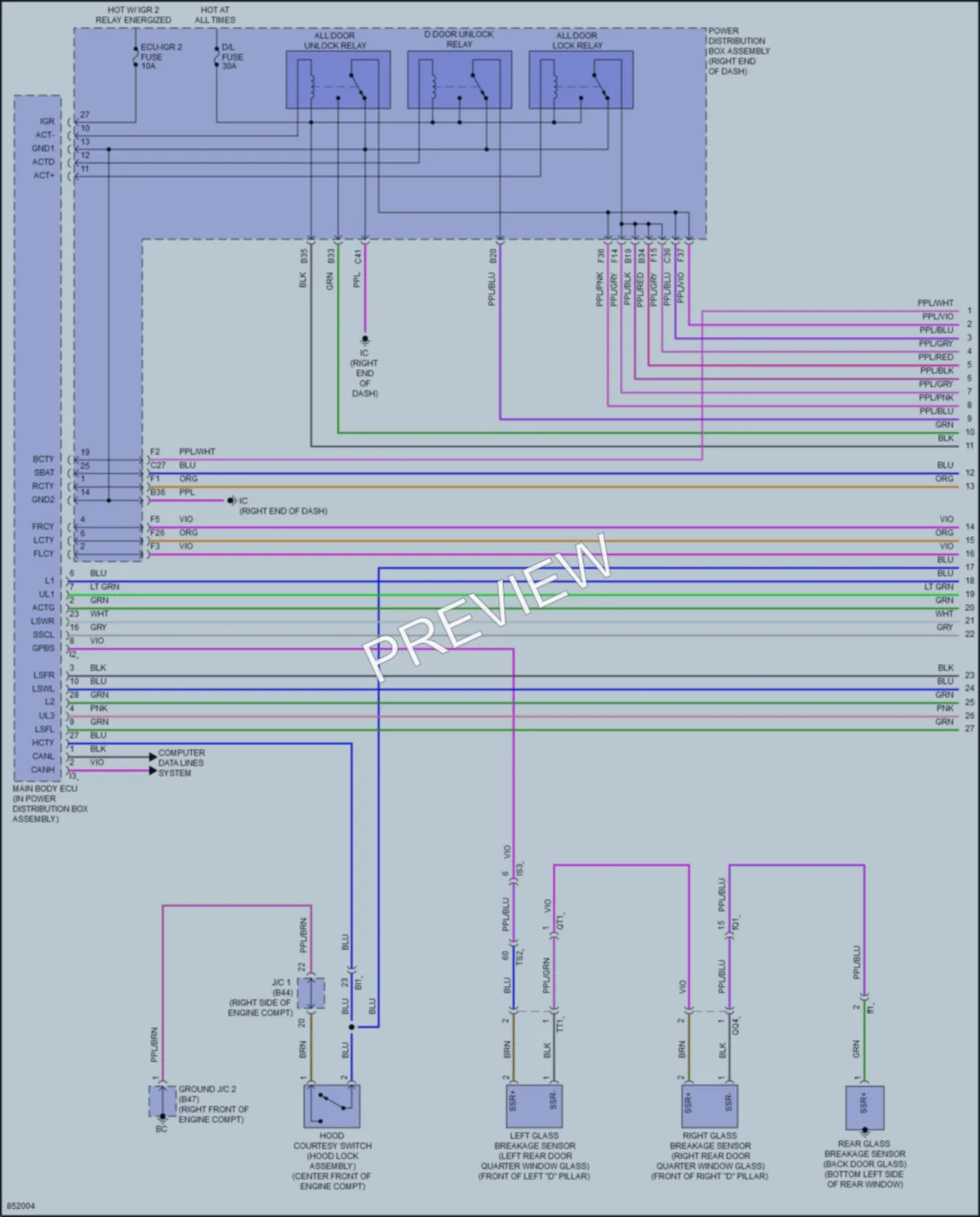 2024 Lexus LX600 Power Door Locks wiring diagram preview